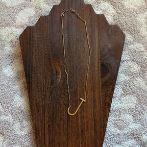 Anthropologie Gold Letter J Pendant Necklace
